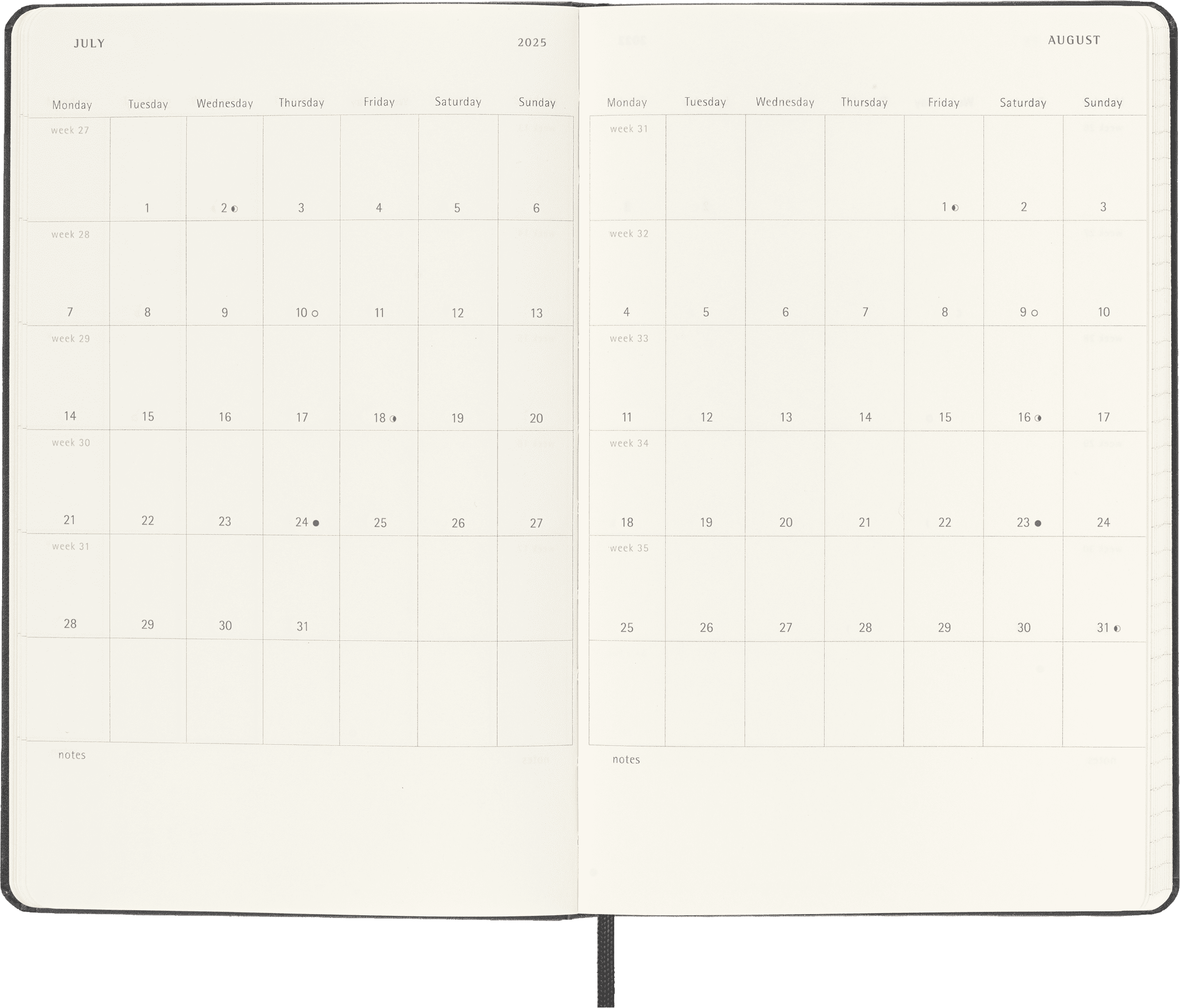 Moleskine Classic 12 Month 2025 Weekly Vertical Planner, Hard Cover, Large (5" x 8.25"), Black, 144 Pages