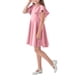 thumbnail image 3 of Odeerbi Vestido A-Line de Verano Para Niñas Vestido Con Manga Volante Acampanado Vestido de Columpio Color Sólido Manga Corta, 3 of 4