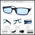 thumbnail image 6 of SA106 Mens Hippie Hustler Color Lens Narrow Rectangular Black Frame Sunglasses Blue Lens, 6 of 7