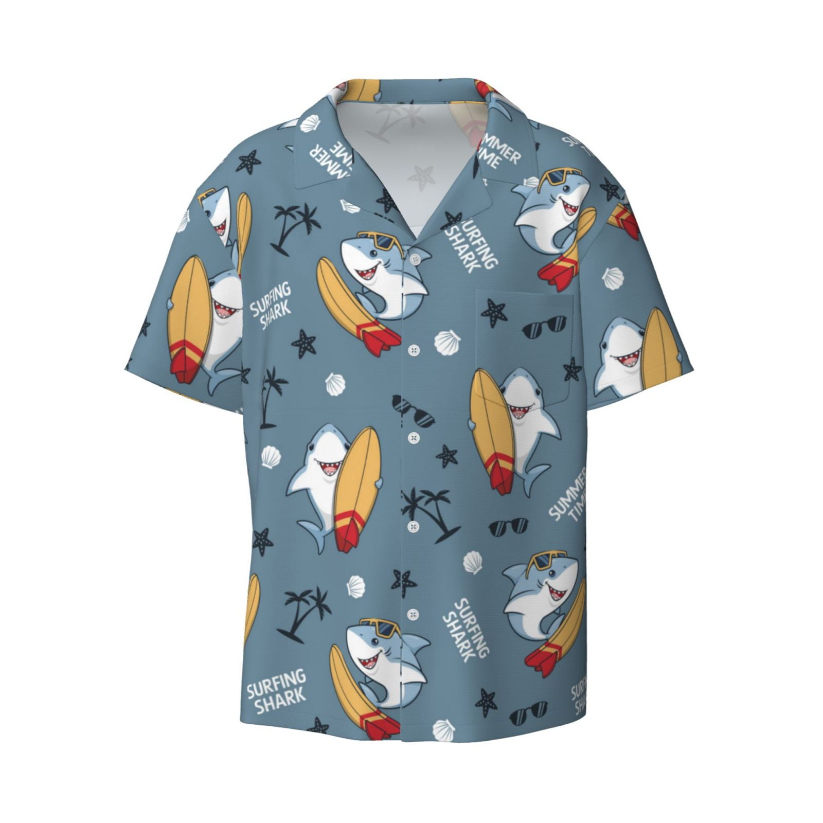 Kdxio Men's Hawaiian Shirt for Men Short Sleeve Shirt Surf Shark Summer Casual Holiday Beach Button Down T-Shirts