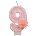thumbnail image 2 of 1-Piece Pink Daisy Number Birthday Candle with Sparkling Glitter, Cake Topper for Spring & Sweet Celebrations Number 9, 2 of 6