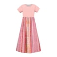 thumbnail image 4 of SGFCWSX Girls Short Sleeve Maxi Dress Teens Crewneck Casual Floral Print A-Line Dress with Pockets for Summer Vacation Wear Pink Size 13-14 Years, 4 of 5