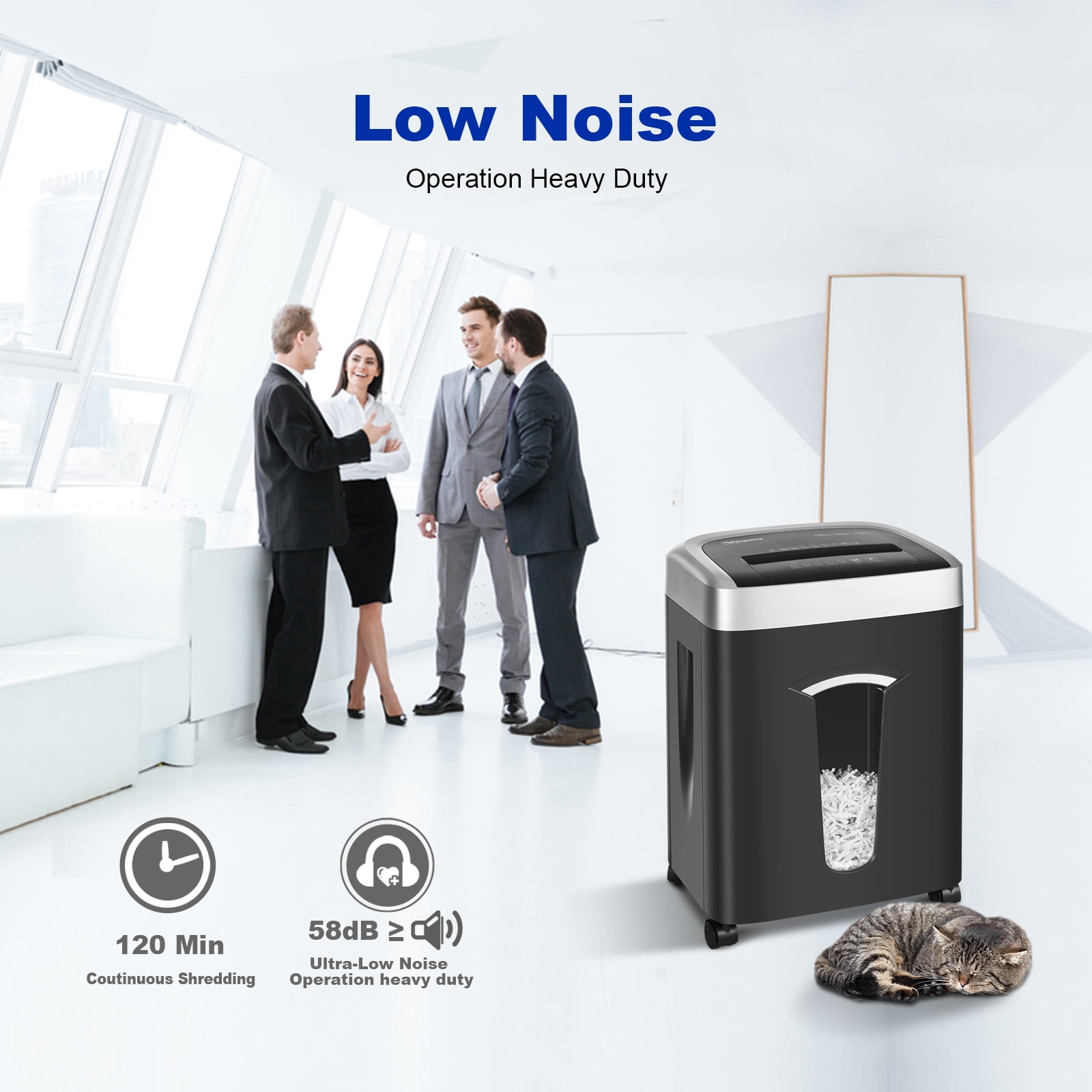 Wingwise Paper Shredder, 15 Sheets Cross Cut Shredder, 8 Gallon Bin, CD/Credit Card Shredder with Dual Modes, Home & Office Use