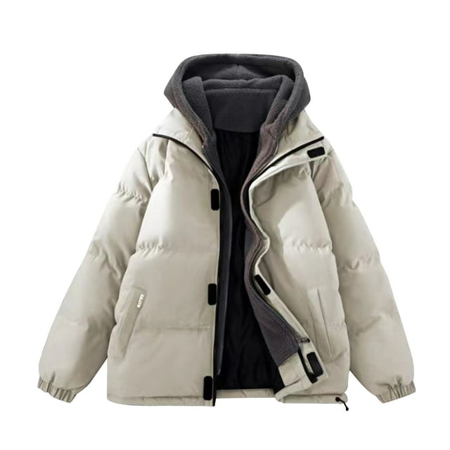 Dvkptbk Men's Fleece Warm Jacket Solid Color Jacket Casual Fall Winter Jacket Hooded Zipper Jacket Long-sleeved Jacket Lightweight Jacket