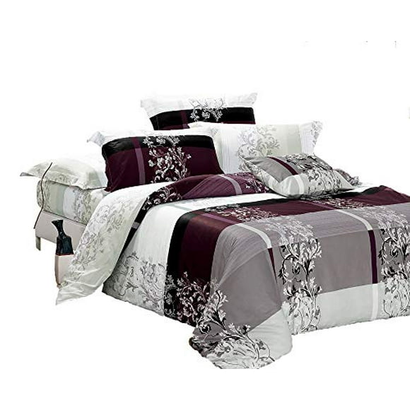 Swanson Beddings May Ensemble de Literie 3 Pcs 100 % Coton : Housse de Couette et Deux Taies d'Oreiller (Grand Lit)