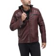 thumbnail image 4 of X RAY Jeans Mens Grainy PU Moto Jacket with Hood and Faux Shearling Lining, Burgundy/Black, XL, 4 of 10