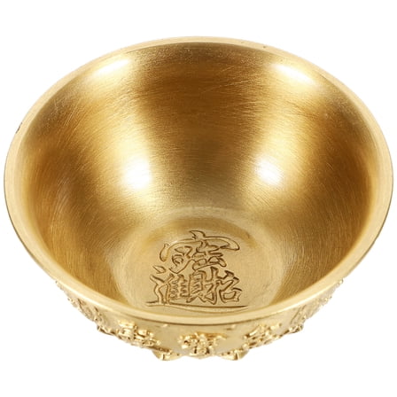 Supvox 1Pc Golden Brass Cornucopia Bowl Decorative Home Ornament with Embossed Patterns