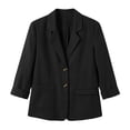 thumbnail image 5 of yoeyez Plus Size Buttons Down Shirts for Women Blazer dressy Casual Summer Linen Long Sleeve Lightweight Suit Jackets Business Work Outwear Black,L, 5 of 9