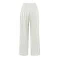 thumbnail image 6 of Bjutir Trousers Pants For Women Wide Leg Pants Summer Casual High Waisted Palazzo Pants Baggy Beach Trousers With Pocket White Xl, 6 of 6