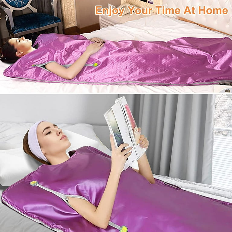 Slsy Larger Sauna Blanket Infrared 75 Length Upgraded Heat Far Infrared Blanket Digital Body Sauna Heating Purple with 50pcs Body Wraper Walmart
