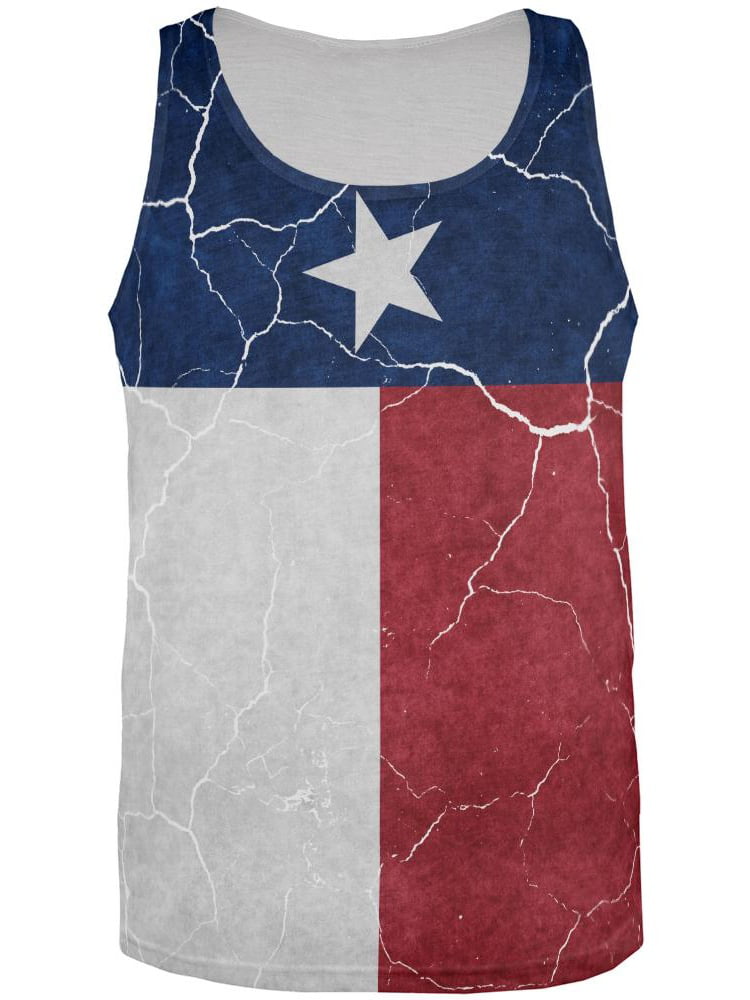 Old Glory Jolly Roger Pirate Flag Distressed Grunge All Over Mens Tank Top 