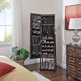 thumbnail image 4 of Industrial Mirror Jewelry Cabinet Armoire,6 LEDs Mirrored Jewelry Storage,Rustic Brown, 4 of 8