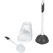 Clorox Toilet Plunger and Bowl Brush Combo Set with Caddy, White