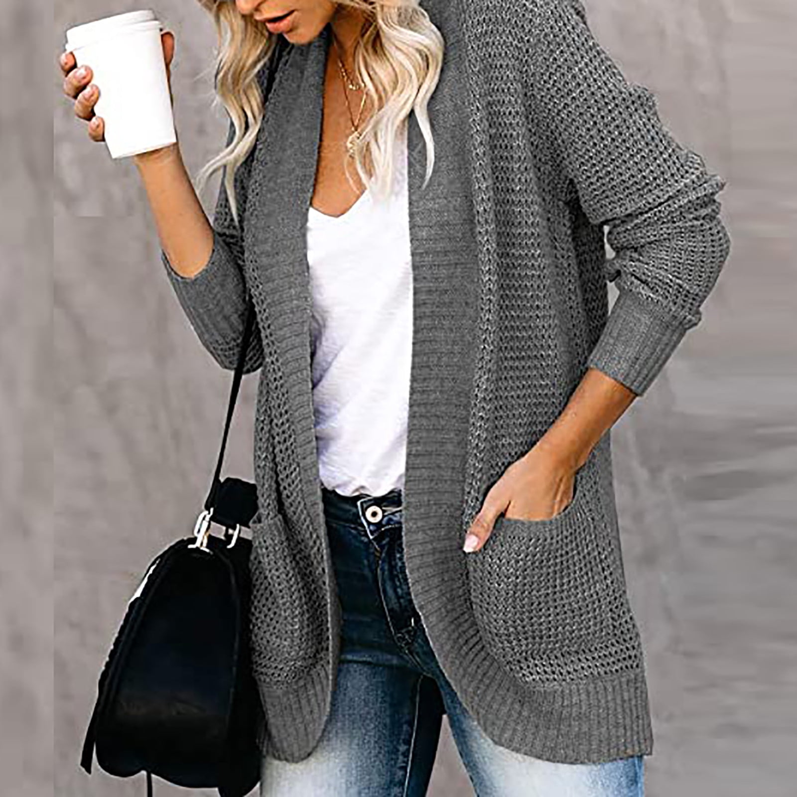 Wave Stripe J-Pocket Cardigan Sweater, Caramel Heather