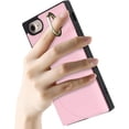 thumbnail image 2 of Wallet Cases for iPhone SE 2022/SE 2020/7/8 with Card Holder 4.7",PU Leather Magnetic Clasp [360° Rotatable Ring Holder Kickstand] Heavy Duty Flip Case for Women Girls,(Pink), 2 of 14