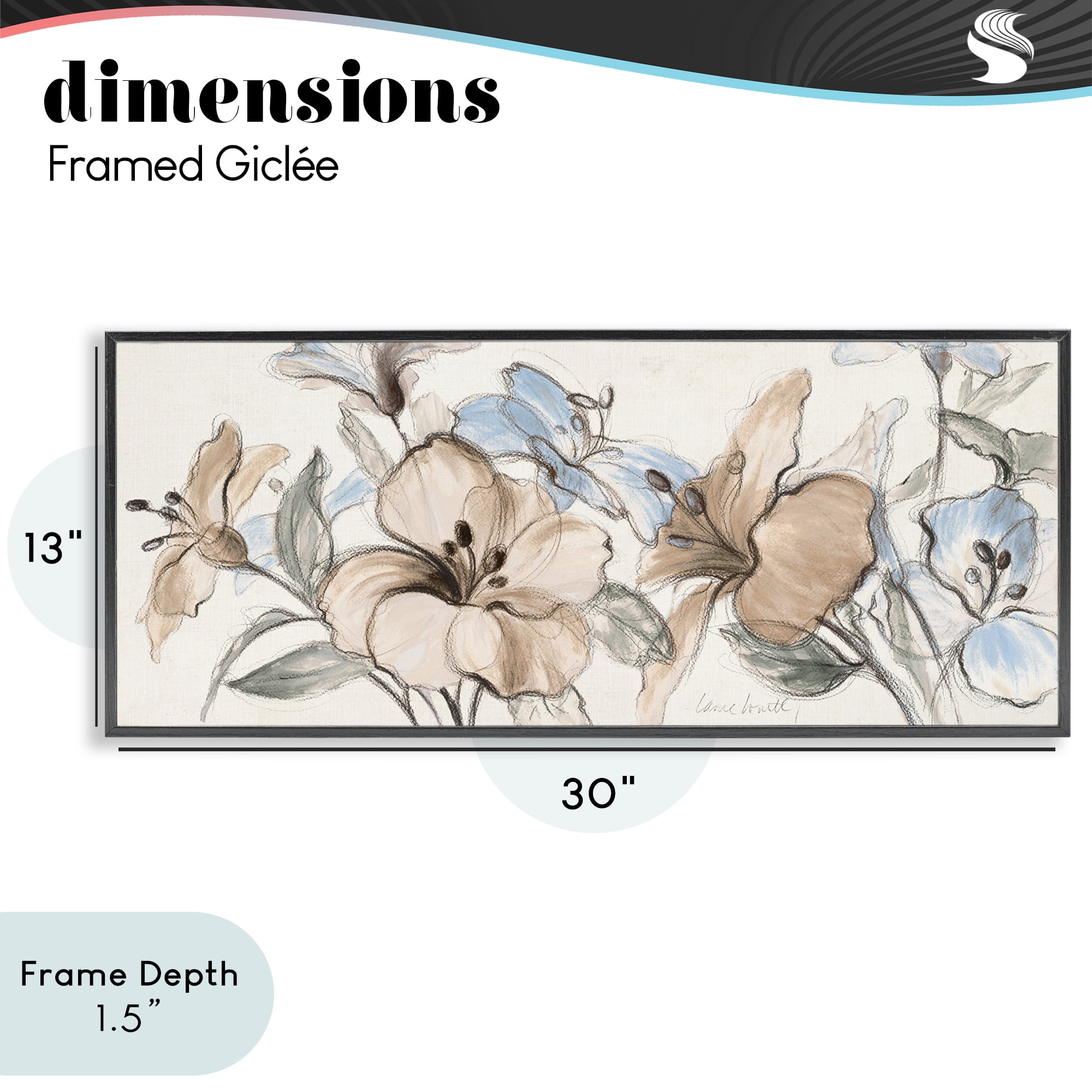 Stupell Industries Whispering Florals Neutral Black Framed Giclee Art, design by Lanie Loreth