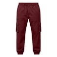 thumbnail image 2 of Cargo Sweatpants for Men with Cuffed Hem Elastic Waist with Button Trousers Loose Fit Casual Jogger Outdoor Pants, 2 of 7