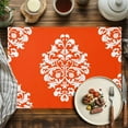 thumbnail image 2 of Placemats Set of 4, Orange Flower Place Mats Classical Luxury Abstract Art Tablemats Washable Placemat Table Decoration for Kitchen Table Dinner Party Home Decor Indoor Outdoor 13x19 Inch, 2 of 9