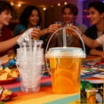 thumbnail image 6 of Mini Plastic Disposable Drink Buckets – with Lids & Straws, Small Drink Containers for Holiday Party, 6 of 7