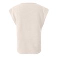 thumbnail image 4 of DuoJiaJ Womens Tops Dressy Casual Cap Sleeve Asymmetrical V Neck Work Shirts Blouses Women's Linen Shirts Beige L, 4 of 4