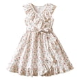 thumbnail image 3 of Gelikeya Girls Floral Dress Ruffle A-Line Toddler Summer Sleeveless Casual Dresses Fashion Cute Z02 White, 4-5 Years, 3 of 8