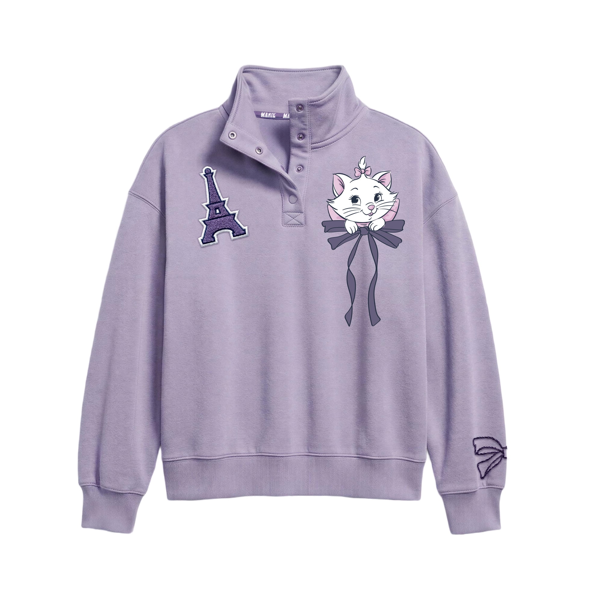 Marie The Aristocats Womens Quarter Snap Pullover, Sizes XS-3XL