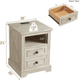 thumbnail image 3 of Vecenuy Nightstand with Charging Station,nd Table, Side Table with 2 Drawers Storage Cabinet for Bedroom, Living Room,18" Retro Bedside Table, Washed Gray, 3 of 9