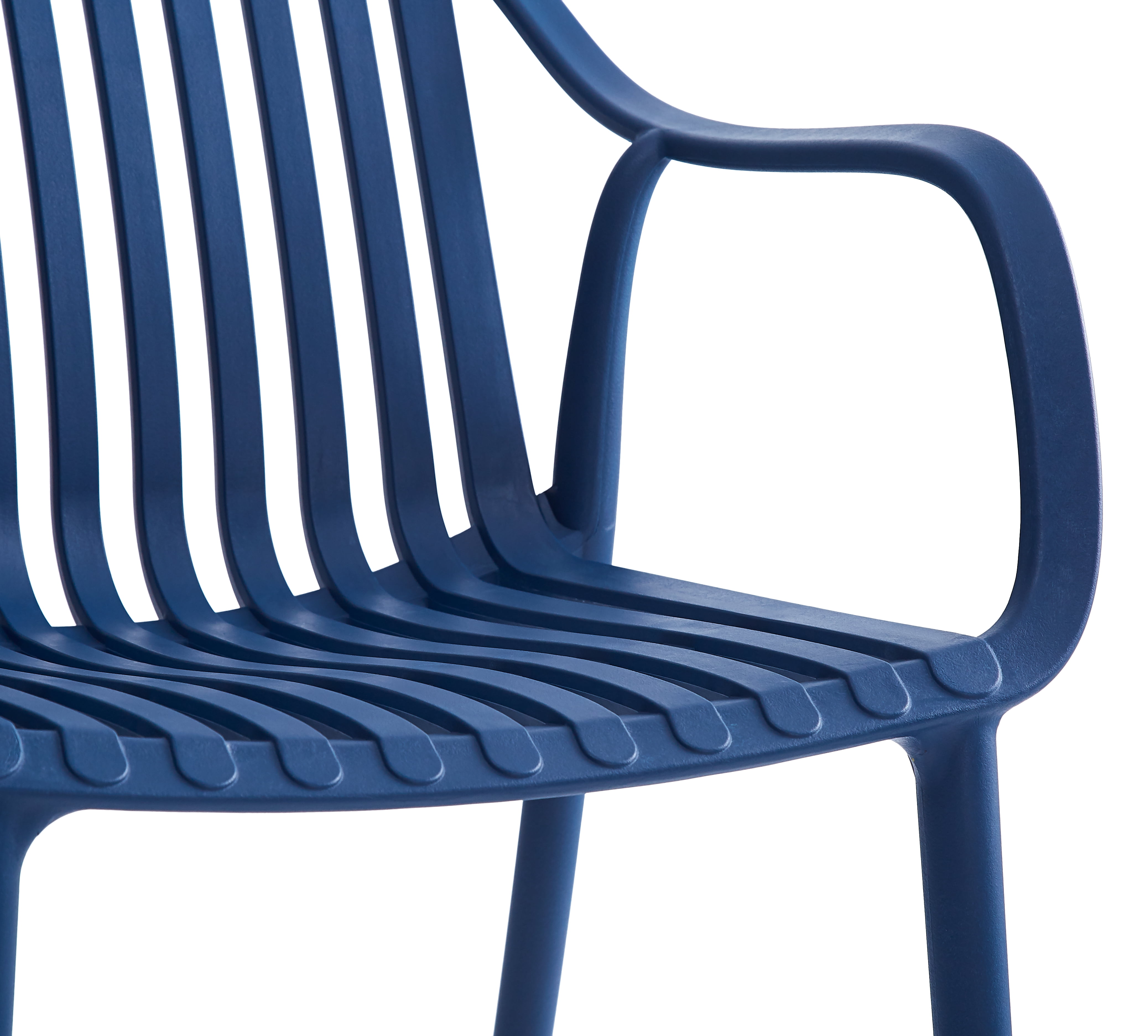 XDECO Stackable Dining Chairs Set, Breathable Modern Indoor/Outdoor Chair with Armrests & Backrest for Patios, Cafes,Home/Commercial Use, 250lbs Heavy Duty, Blue