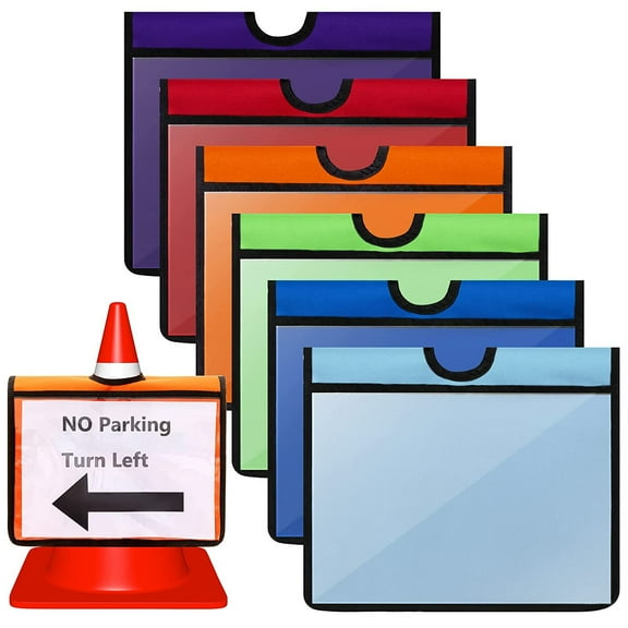 NUOLUX Traffic Cone Sleeve for Caution Traffic Cones Covers with Pockets Message Sign Sleeve