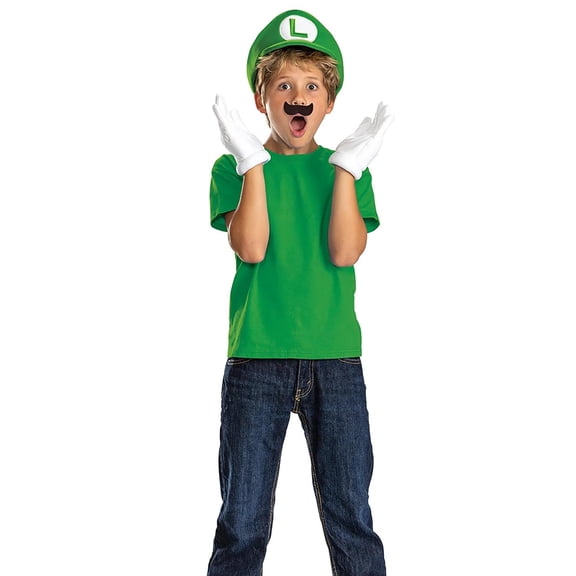 Disguise Boys' Super Mario Elevated Luigi Accessory Kit Costume - Size One Size Fits Most - Green