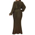 thumbnail image 2 of Gupgi Robe de Soirée Pailletée pour Femme Grande Taille Couleur Unie Manches Longues Col en V Ajustée Longue Robe Cocktail Formelle Bal de Promo TG-TTTTG, 2 of 5