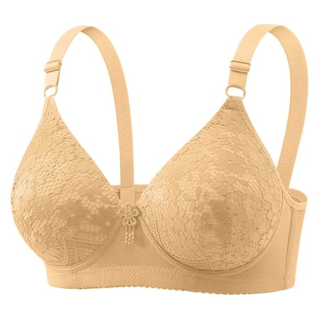 Wireless Bras for Women  Xunlbb Women s Daily Adjustable Underwear Gathered Thin Bra Without Steel Ring(Beige 46)