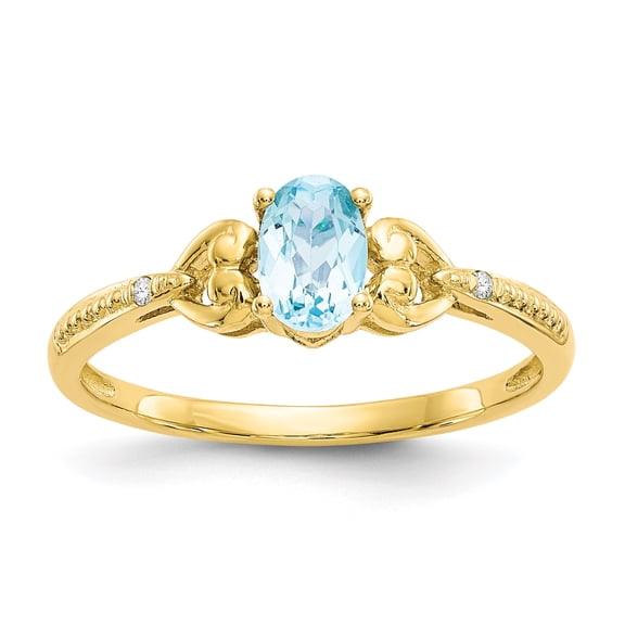 10K Light Swiss Blue Topaz and Diamond Ring 10XB285
