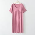 thumbnail image 2 of Tranfacy Chemises de Nuit pour Femmes, Grandes Tailles, Robe de Nuit Décontractée et à la Mode, Couleur Unie, Col Rond, 2 of 4