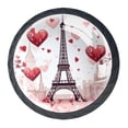 thumbnail image 2 of 4 Pcs Romantic Eiffel Tower Red Heart Print Cabinet Knobs 30mm Round Crystal Glass Drawer Handles Pulls with Screws for Kitchen Cupboard Wardrobe Closet Dresser, Home&Office, 2 of 7