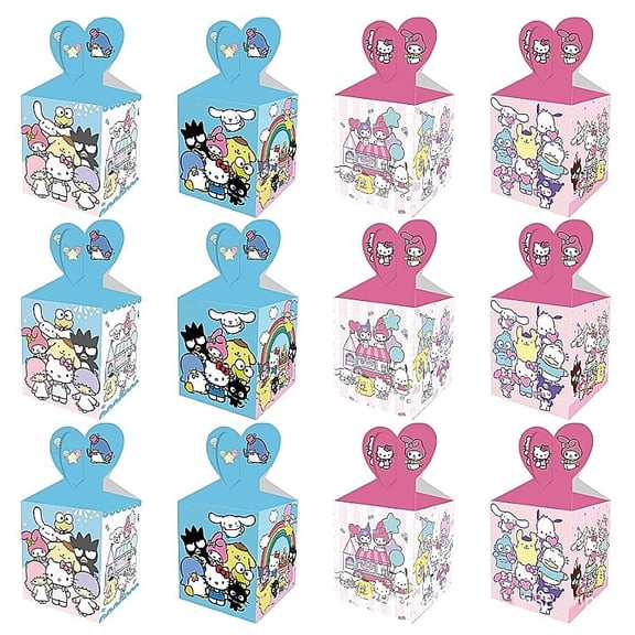 12 Pcs Anime Party Candy Boxes for Anime Theme Birthday Party Supplies Decor,Girls Kids Birthday Game Party Kraft Paper Gift Bag Decoration