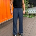thumbnail image 6 of LEKWK Men's Athletic Track Pants Casual Loose Fit Sweatpants Front Seam Detail Trousers Elastic Waist with Drawstring Workout Gym Running Comfort Activewear Navy L, 6 of 7