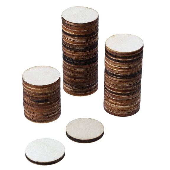 200 Pieces Unfinished Wood Slices Round Disc Circle Wood Pieces Wooden Cutouts Ornaments for Craft (1.5 Inch)