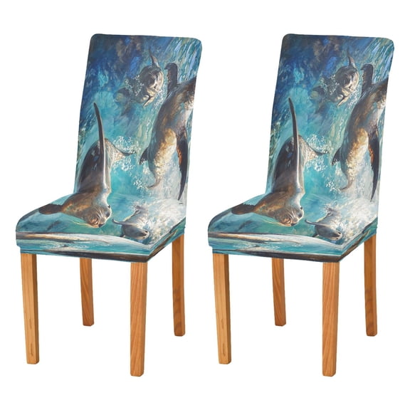 BZSMCE Chairs Slipcovers Dining Chair Covers Sea Lion Creative Pattern