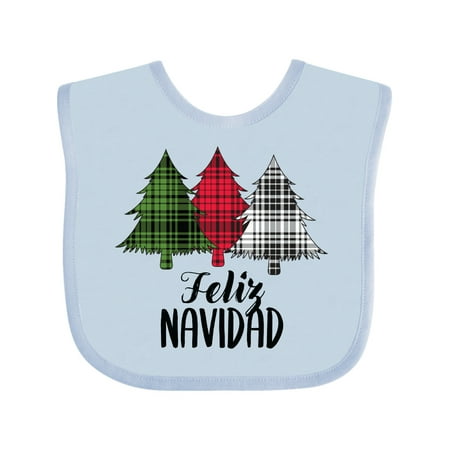 

Inktastic Feliz Navidad Plaid Trees Gift Baby Boy or Baby Girl Bib