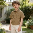 thumbnail image 2 of IFNWSV Boys T Shirts Small and Medium-sized Kids Pocket Lapel Short-Sleeve Shirt Khaki 3 Years, 2 of 7
