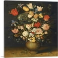 thumbnail image 1 of ARTCANVAS Still Life Tulips Roses Irises Unpainted Clay Vase Brooch Ring Bettle On Ledge Canvas Art Print by Jan Brueghel The Elder - Size: 12" x 12" (1.50" Deep), 1 of 9