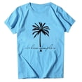 thumbnail image 4 of Womens Graphic T-shirts Short Sleeve Crewneck Palm Tree Print Tee Beach Hawaiian Summer Tops Light Blue S, 4 of 4