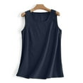 thumbnail image 5 of Tittly Tank Tops Vest for Women Summer Cotton Lnen Sleeveless Shirt Women's Loose Casual Women's Tanks & Camis Womens Tops Vest Tops for Women Navy XXL, 5 of 5