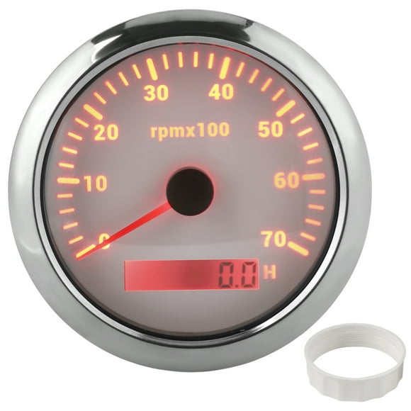 85mm Tachometer 0‑7000rpm Adjustable 7 Color Backlight for Car Boat Engine 9‑32V DCWhite