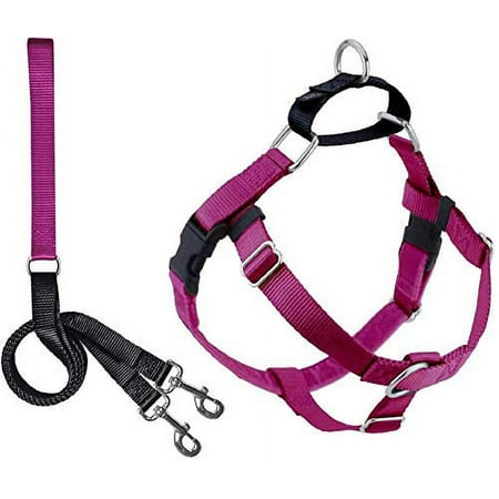 UPC: 0818557021603 | 2 Hounds Design Freedom No Pull Dog Harness | Adjustable Gentle Comfortable Control for Easy Dog Walking |for Small Medium and Large Dogs | Made in USA | Leash Included | 5/8  MD Raspberry