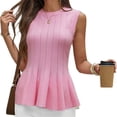 thumbnail image 2 of Sleeveless Knit Tops Slim Fit Ribbed Peplum Sweater Vest, 2 of 7