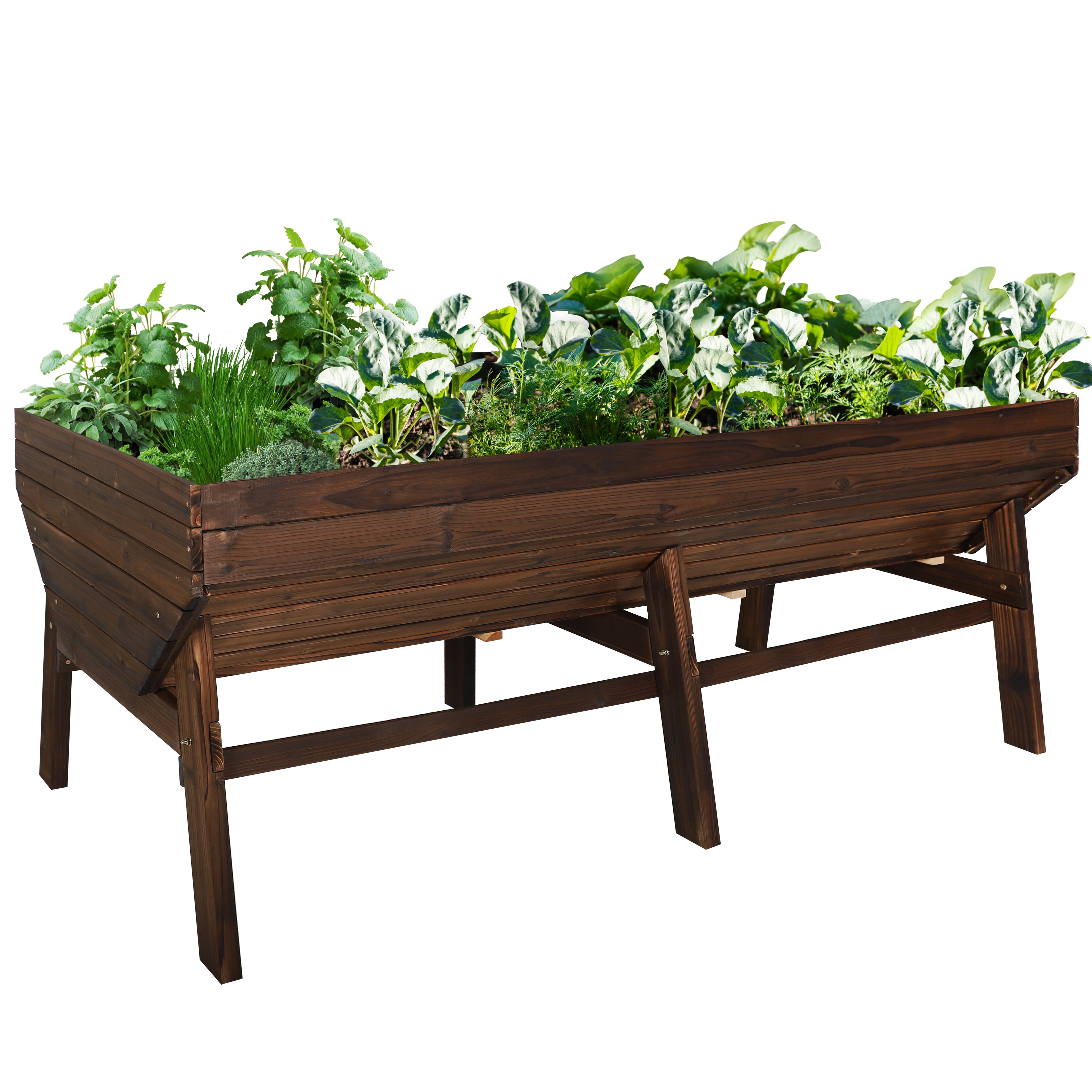 VEIKOUS Oversized Raised Bed Planter Box with V-Shaped Design Herbs and Vegetables, Rustic Walmart.com