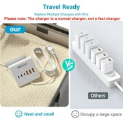 VHBW USB Charging Station, 6 Port 3USB-A and 3USB-C Charger Station with Phone Stand (6Ft Extension Cord, White)