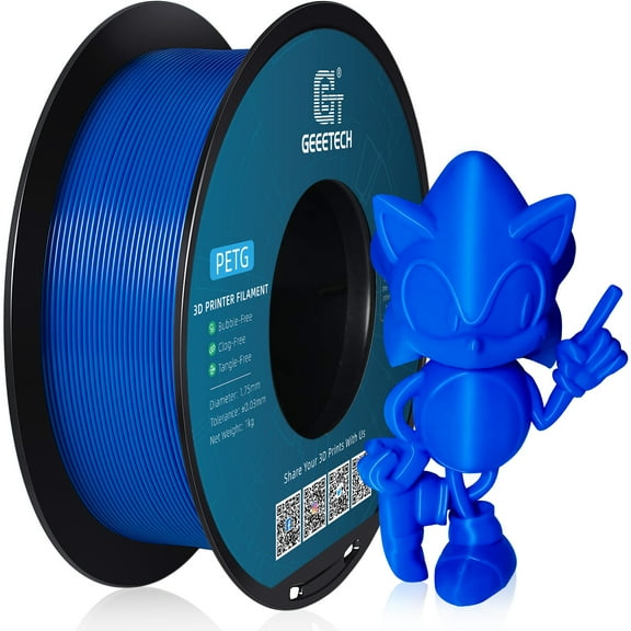 GEEETECH Blue PETG 3D Printer Filament 1.75mm, Dimensional Accuracy  /-0.03mm, 1kg (2.2lbs) , 1080 Feet （330m）per Roll, Vacuum Packaging, Toughness Enhanced, Fit for Most 3D FDM Printer